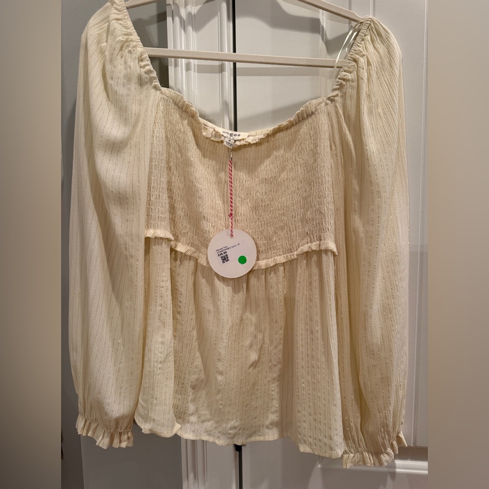 Umgee Cream Off-Shoulder Blouse